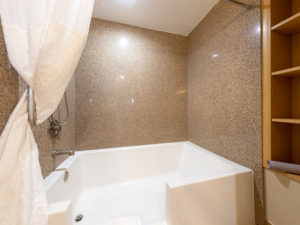 ADA shower/tub with light tan tile