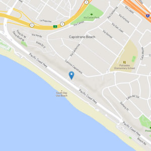 map of Capistrano Beach with pin marker at Capistrano SurfSide Inn