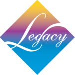 yellow, purple, blue legacy logo