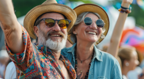 couple smiling at a music festival