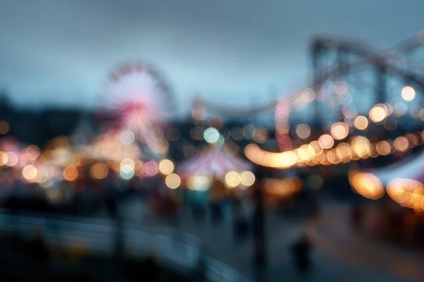 amusement park with christmas lights